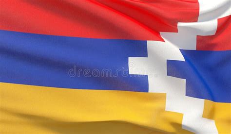 Waving National Flag Of Artsakh Waved Highly Detailed Close Up 3D