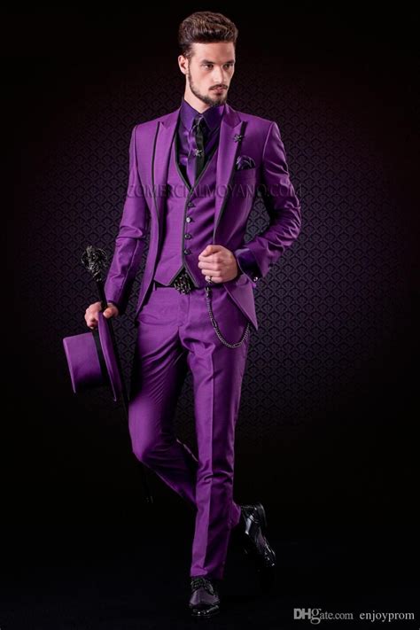 Mens Purple Pant Suits For Weddings Purple And Black Prom Suits