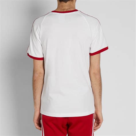 Adidas 3 Stripe Tee White Power Red END US