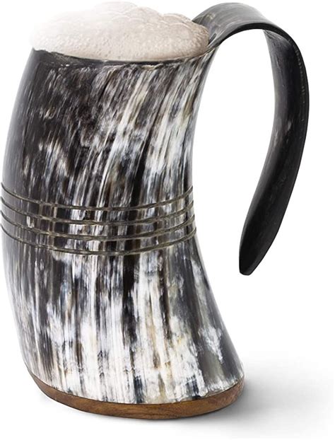 Norse Tradesman Genuine Viking Drinking Horn Mug 30 Oz Flame Treated