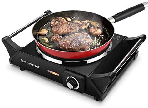 Techwood Hot Plate Portable Electric Stove W Countertop Single Burner With Adjustable