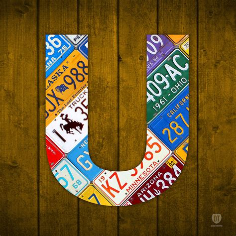 Letter U Alphabet Vintage License Plate Art Mixed Media By Design Turnpike