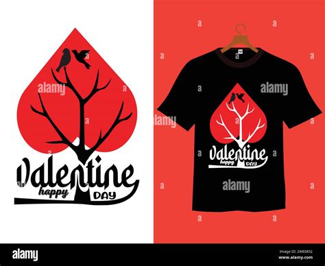 Happy Valentines Day T Shirt Design With Love Bird Vector Stock Vector