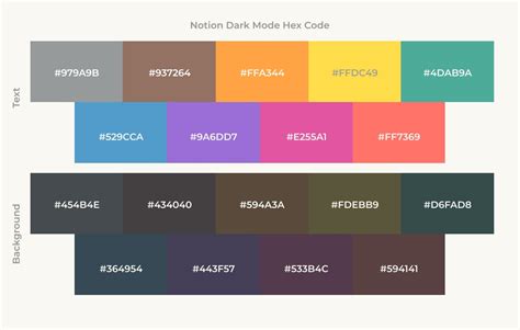 Notion Color Code Hex, Color Palette, Custom Colors in Notion (Dark ...