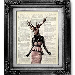 SURREAL ART PRINT Surreal Painting Deer Art Print Deer Etsy