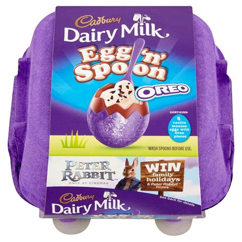 Cadbury Dairy Milk Egg N Spoon 4 Vanilla Mousse Egg With Oreo Pieces 136g Grocery