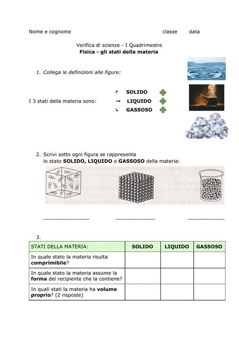 Stati Della Materia Verifica Worksheet Stati Della Materia Lezioni