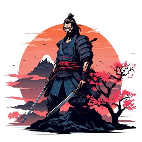 Samurai Krieger Japan Vektor Illustration Kultur Katana Japanische