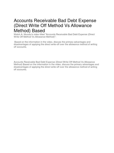 how to write off accounts receivable