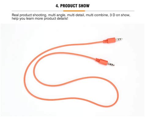 Orange Aux Cable Hi-fi Sound Quality 3.5mm Auxiliary Audio Cable Male To Male Aux Cord For Car ...