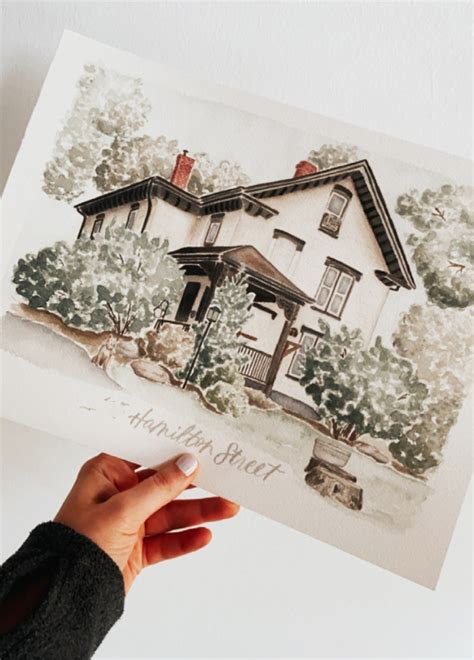 Custom Watercolor House Portrait X Personalized Housewarming Gift