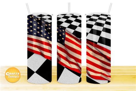 Skinny Tumbler American Checkered Flag Graphic By Craftsfactoryco