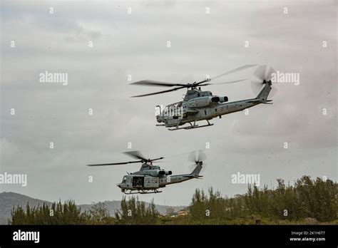 An Ah 1z Viper And Uh 1y Venom Helicopters With Marine Light Attack