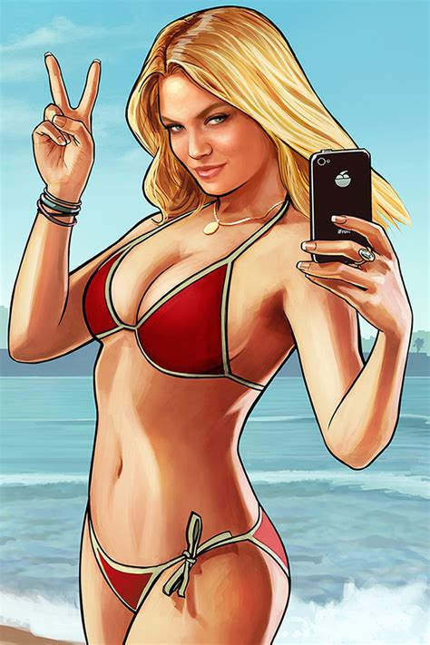 Grand Theft Auto V Beach Girl In Bikini IPhone Wallpaper 640x960