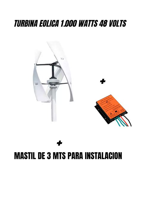 GENERADOR EOLICO VERTICAL 1 000 WATTS SISTEMA 48 VOLTS Cycsolar