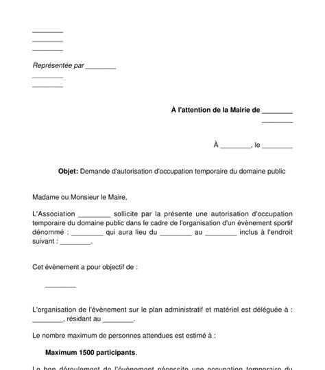 Demande D Autorisation D Occupation Temporaire Du Domaine Public