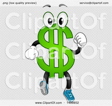 Clipart of a USD Dollar Currency Symbol Mascot Running - Royalty Free ...