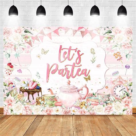 Amazon Avezano X Ft Let S Partea Backdrop Pink Floral Tea Party