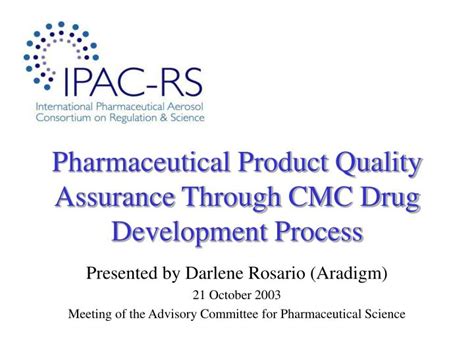 Ppt Pharmaceutical Product Quality Assurance Through Cmc Drug