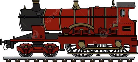 Vintage Red Steam Locomotive Railroad Vector Red Vector Railroad