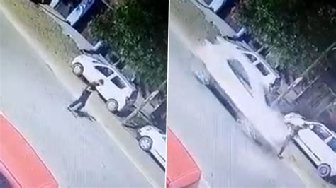 Video Speeding Car Mows Down Man In Ups Bisalpur Horrifying Accident