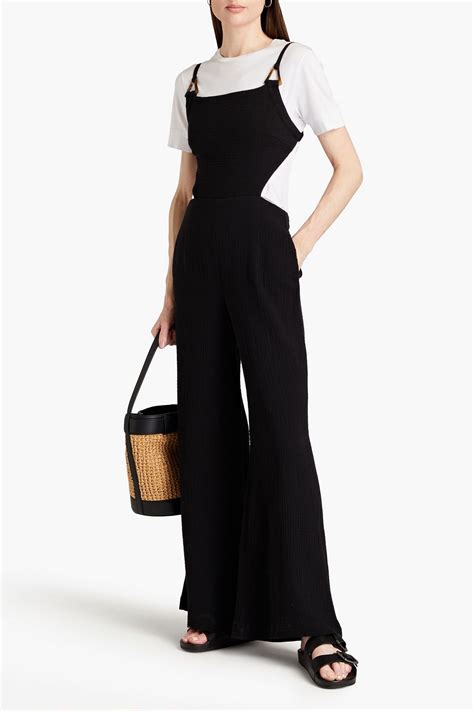 Simkhai Cutout Textured Cotton Gauze Jumpsuit The Outnet