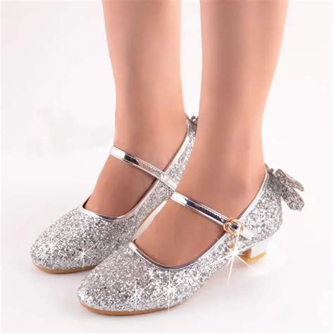 New Children Fashion Sequined High Heels Shoes Fashion Girls Princess