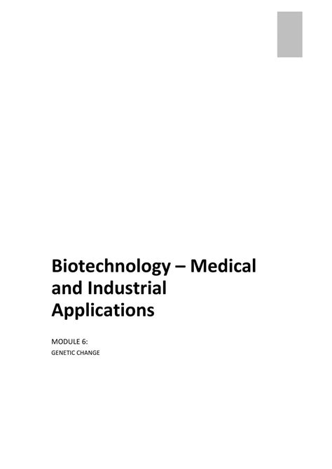 Biotechnology Medical and Industrial Applications | Biology - Year 12 HSC | Thinkswap