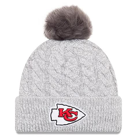 Women's New Era Gray Kansas City Chiefs Toasty Cuffed Knit Hat with Pom