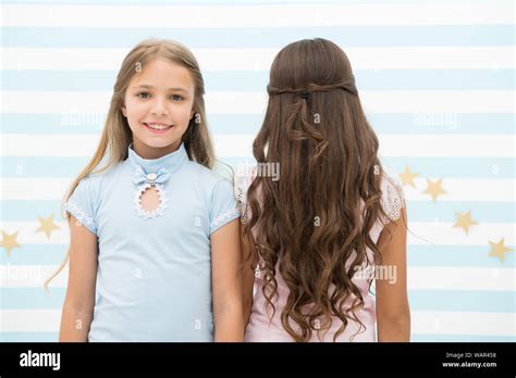 Best hairstyles for long hair. Cute small girls with long brunette and ...