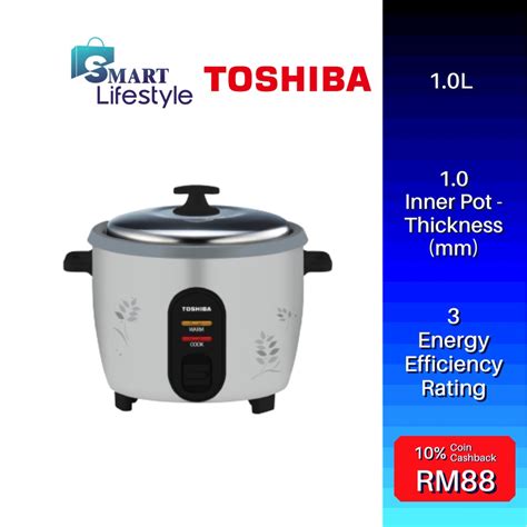 Toshiba 1 0L Conventional Rice Cooker RC T10CEMY GY Shopee Malaysia