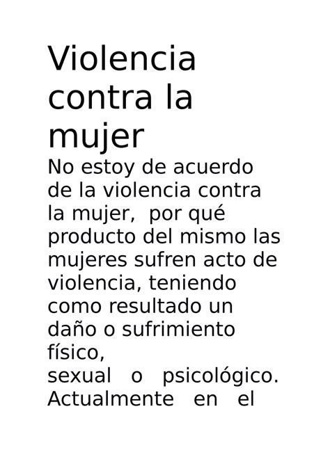 Violencia Contra La Mujer Violencia Contra La Mujer No Estoy De