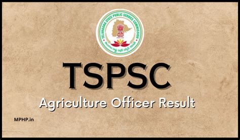 Tspsc Agriculture Officer Result Cut Off Marks Merit List