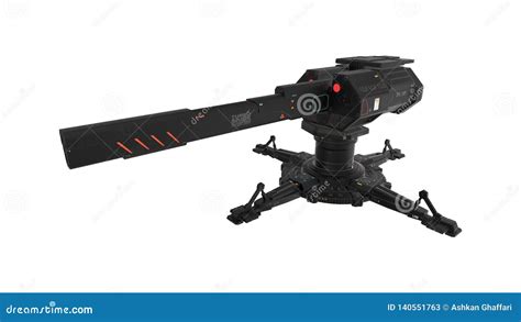 Sci-fi Turret 3D Render stock illustration. Illustration of military ...