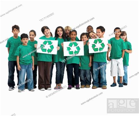 Children holding recycle signs, Stock Photo, Picture And Royalty Free ...