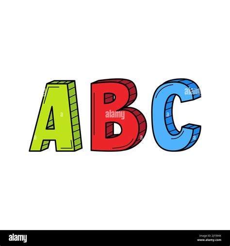 The Letters Abc In Doodle Style Hand Drawn Colorful Vector