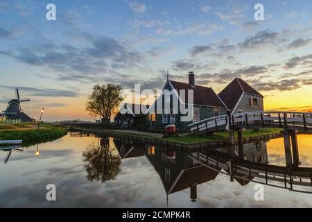 Amsterdam Netherlands Dutch Windmill And Traditional House At Zaanse