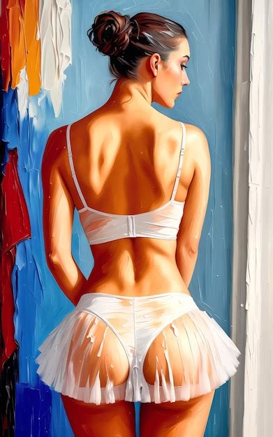 Premium Photo Ballerina In White Tutu In The Studiooil Painting