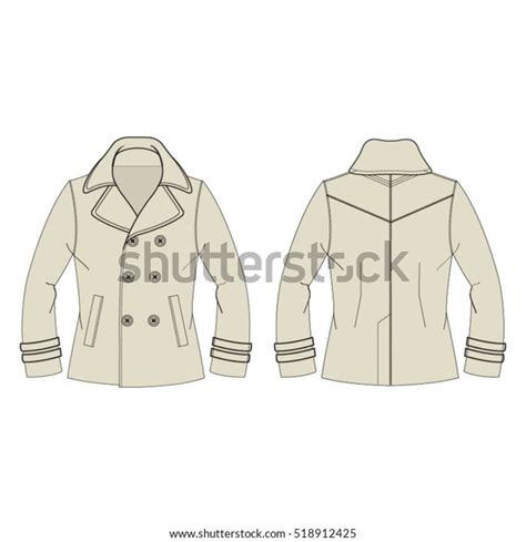 Classic Pea Coat Vector Template Stock Vector Royalty Free 518912425