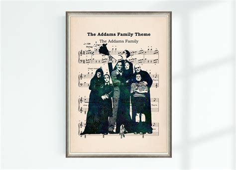 Addams Family Poster Addams Family Theme Music Sheet Musical Art Wall ...