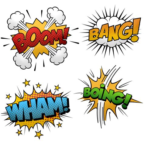 Pop Art Comic Onomatopeyas Png Comic Book Stars Clipart Large Size