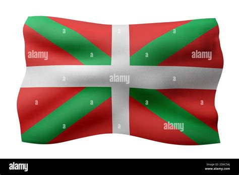 D Rendering Of A Silked Basque Country Spanish Community Flag On A