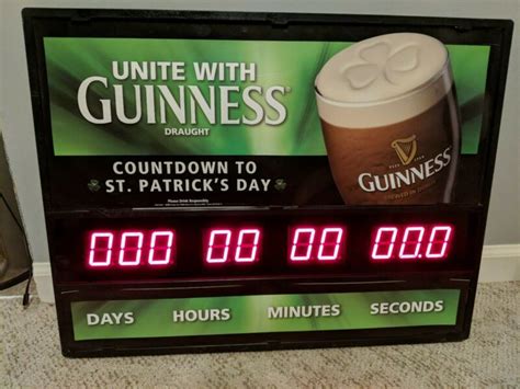 🍻 Guniess Beer St Patricks Day Digital Led Countdown Sign 🍻 Man Cave Bar Guinness Draught