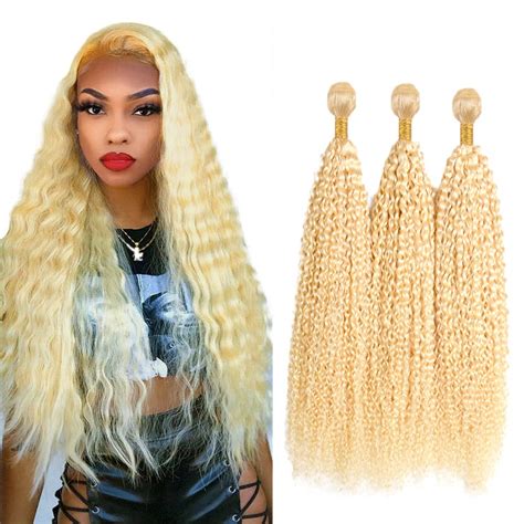 Amazon Blonde Kinky Curly Bundles Honey Blonde Bundles Human Hair 613 Blonde Bundles 22 24