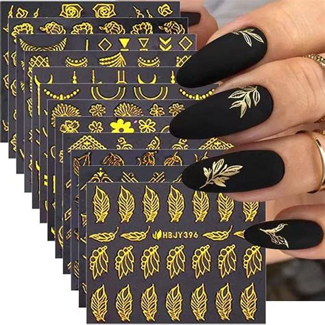 Amazon Gold Flowers Nail Stickers Decals D Gold Line Nail