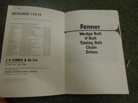 Fenner Wedge Belt V-Belt Timing Belt Chain Drives , Catalogue 110/73 by ...