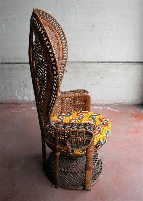 1970s Large Vintage Bohemian Emmanuelle Peacock Wicker Chair At 1stdibs