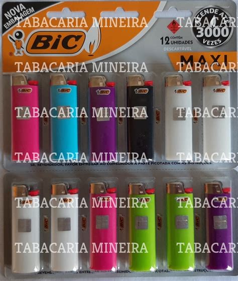 1 Cartela De Isqueiro Bic Maxi Grande Original 12 Isqueiros