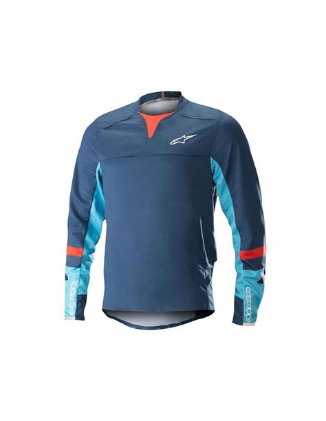 Maglia MTB Enduro Alpinestars Drop PRO LS Poseidon Blu Atoll Blu