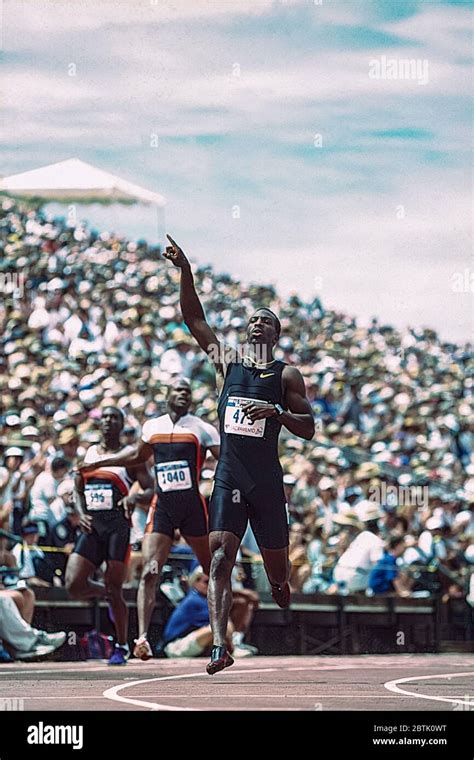 Michael Johnson (USA) competing in the 400 meters Final at the 2000 US ...